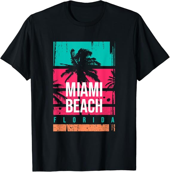 Miami Beach Tee shirts, Miami Short Sleeve Graphic Design TShirt